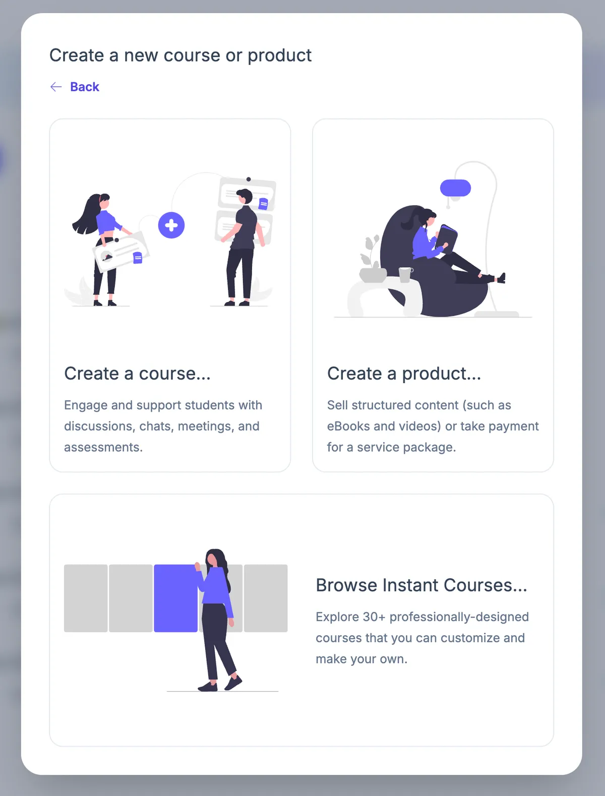 Updated course creation interface